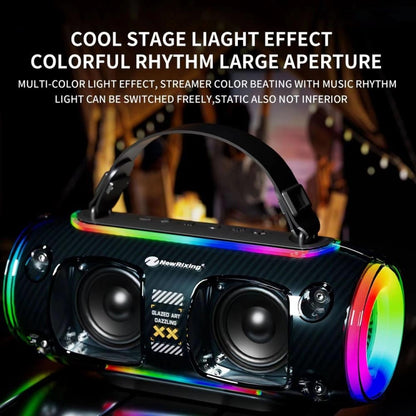 New Rixing NR8806 Portable Outdoor Wireless Bluetooth Speaker RGB Colorful Subwoofer, Style:Dual Mic(Black) - Desktop Speaker by NewRixing | Online Shopping South Africa | PMC Jewellery | Buy Now Pay Later Mobicred