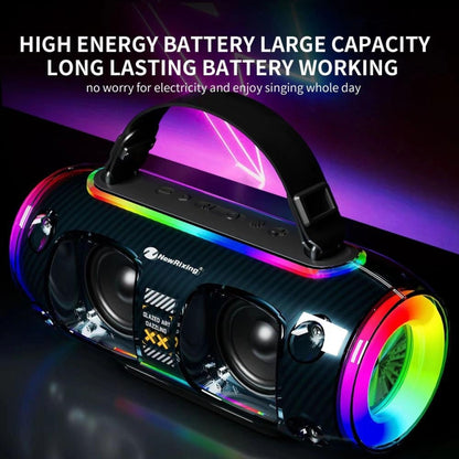 New Rixing NR8806 Portable Outdoor Wireless Bluetooth Speaker RGB Colorful Subwoofer, Style:Without Mic(Black) - Desktop Speaker by NewRixing | Online Shopping South Africa | PMC Jewellery | Buy Now Pay Later Mobicred