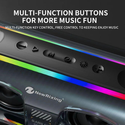 New Rixing NR8806 Portable Outdoor Wireless Bluetooth Speaker RGB Colorful Subwoofer, Style:Without Mic(Black) - Desktop Speaker by NewRixing | Online Shopping South Africa | PMC Jewellery | Buy Now Pay Later Mobicred