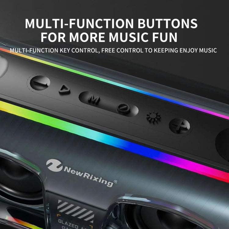 New Rixing NR8806 Portable Outdoor Wireless Bluetooth Speaker RGB Colorful Subwoofer, Style:Single Mic(Black) - Desktop Speaker by NewRixing | Online Shopping South Africa | PMC Jewellery | Buy Now Pay Later Mobicred