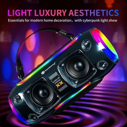 New Rixing NR8806 Portable Outdoor Wireless Bluetooth Speaker RGB Colorful Subwoofer, Style:Single Mic(Black) - Desktop Speaker by NewRixing | Online Shopping South Africa | PMC Jewellery | Buy Now Pay Later Mobicred