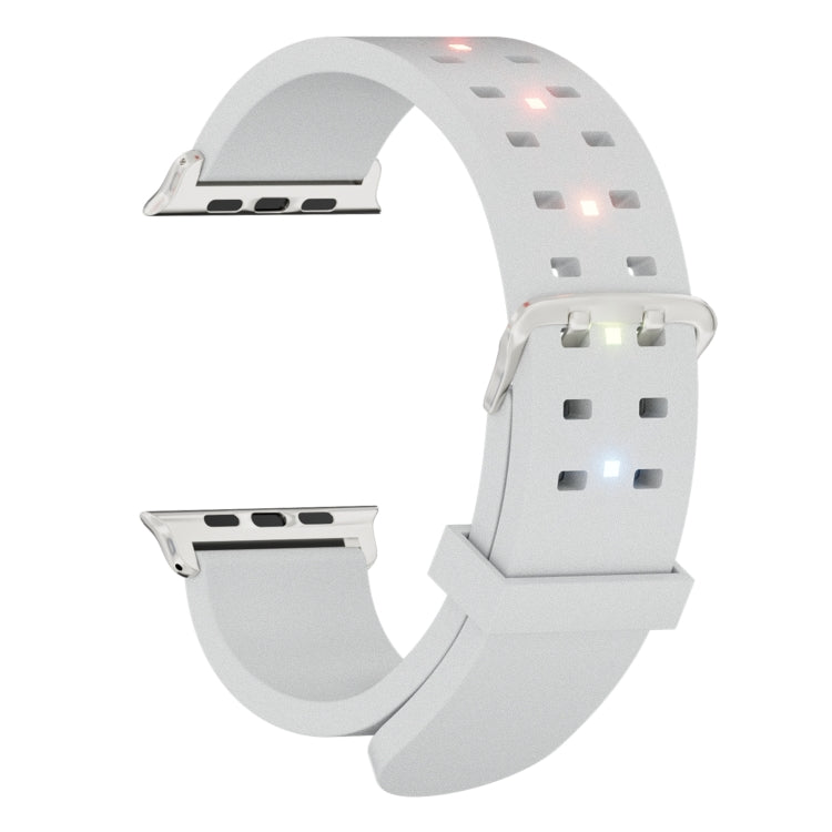 For Apple Watch 38mm Luminous Colorful Light Silicone Watch Band(Light Grey) - Watch Bands by PMC TechLife | Online Shopping South Africa | PMC TechLife | Buy Now Pay Later Mobicred