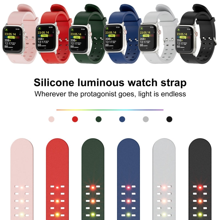 22mm Luminous Colorful Light Silicone Watch Band(Green) - 22mm Bands by PMC TechLife | Online Shopping South Africa | PMC TechLife | Buy Now Pay Later Mobicred