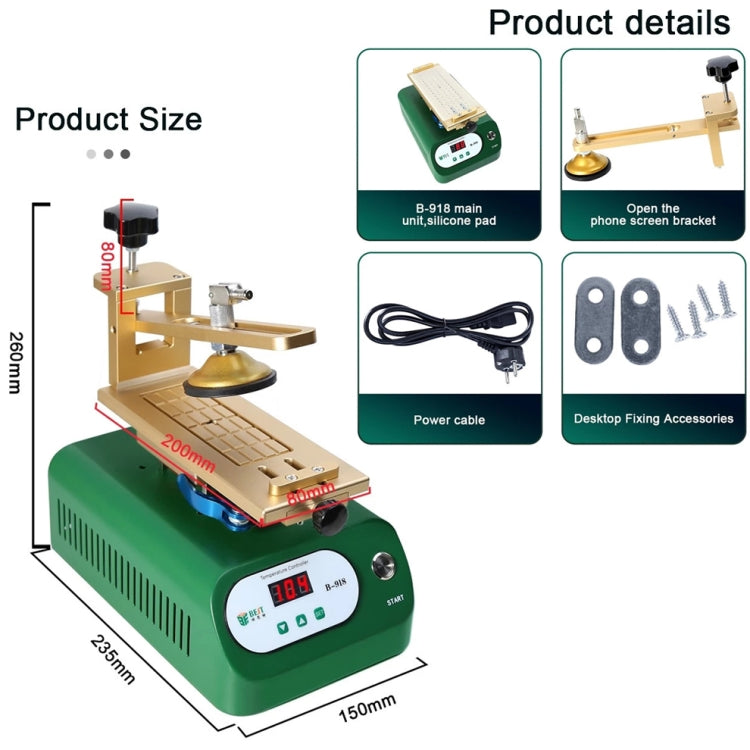 BEST B-918A 7 inch 110V Vacuum Pump LCD Screen Rotary Heating Platform Separator, US Plug - Separation Equipment by BEST | Online Shopping South Africa | PMC Jewellery | Buy Now Pay Later Mobicred