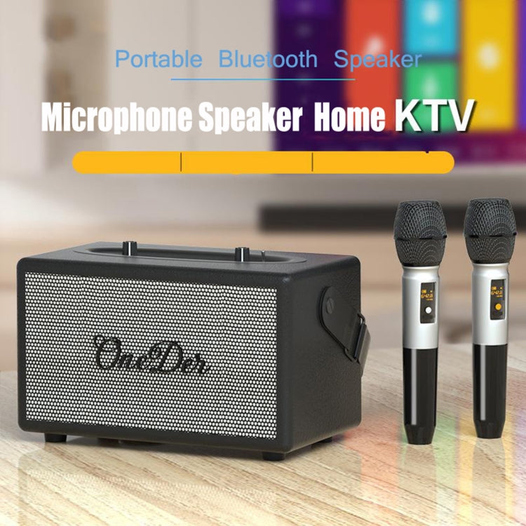 Oneder D7 Bluetooth Speaker Outdoor Karaoke Wireless Speakers With Two Mic(Brown) - Desktop Speaker by OneDer | Online Shopping South Africa | PMC Jewellery | Buy Now Pay Later Mobicred