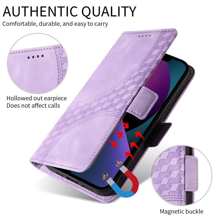 For iPhone SE 2024 Embossed Rhombus Starry Leather Phone Case(Purple) - More iPhone Cases by PMC Jewellery | Online Shopping South Africa | PMC Jewellery | Buy Now Pay Later Mobicred