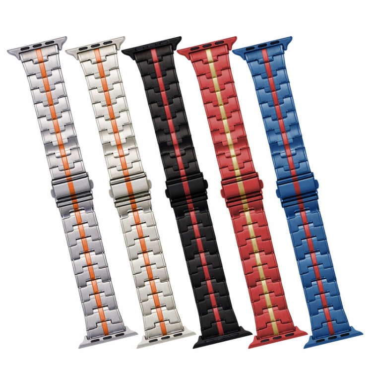 For Apple Watch 38mm Stainless Steel Watch Band(Black Red) - free shipping - PMC TechLife - Order now!