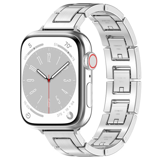 For Apple Watch Series 9 41mm H Slim Stainless Steel Watch Band(Silver) - Watch Bands by PMC Jewellery | Online Shopping South Africa | PMC Jewellery