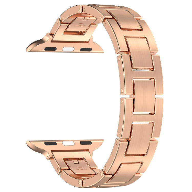 For Apple Watch Ultra 49mm H Slim Stainless Steel Watch Band(Rose Gold) - Watch Bands by PMC Jewellery | Online Shopping South Africa | PMC Jewellery