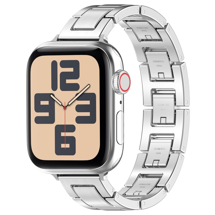 For Apple Watch SE 2022 40mm H Slim Stainless Steel Watch Band(Silver) - Watch Bands by PMC Jewellery | Online Shopping South Africa | PMC Jewellery