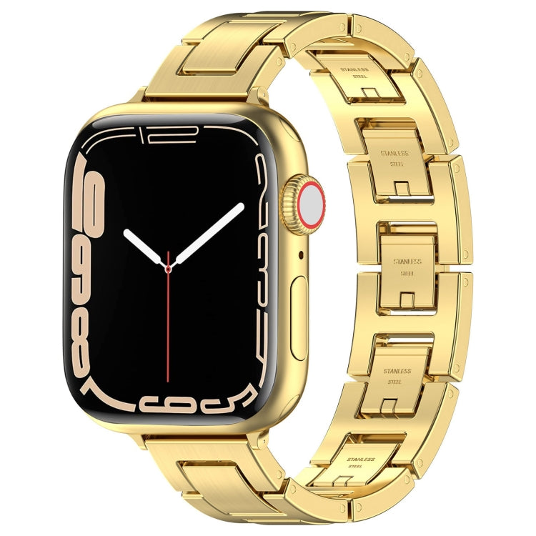 For Apple Watch Series 6 40mm H Slim Stainless Steel Watch Band(Gold) - Watch Bands by PMC Jewellery | Online Shopping South Africa | PMC Jewellery