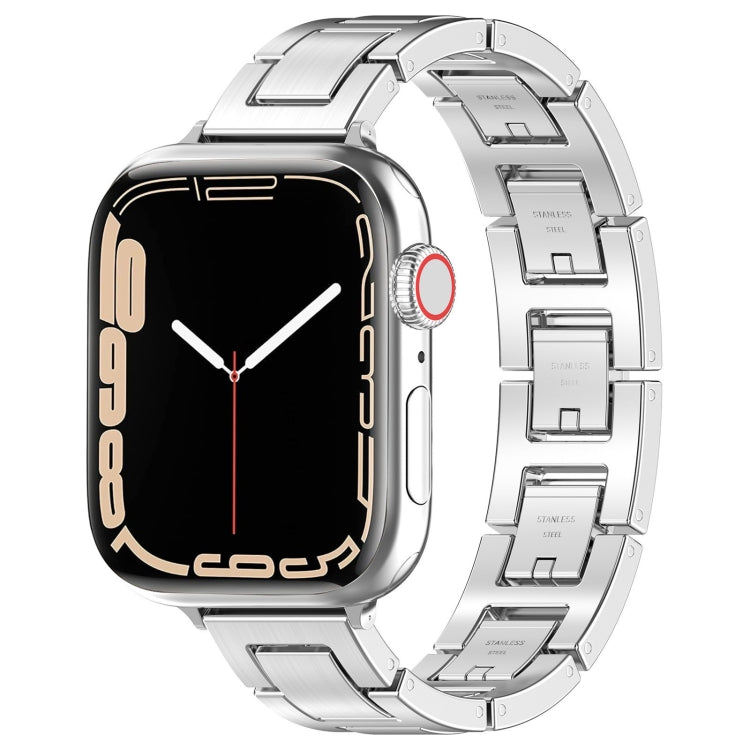 For Apple Watch Series 6 40mm H Slim Stainless Steel Watch Band(Silver) - Watch Bands by PMC Jewellery | Online Shopping South Africa | PMC Jewellery