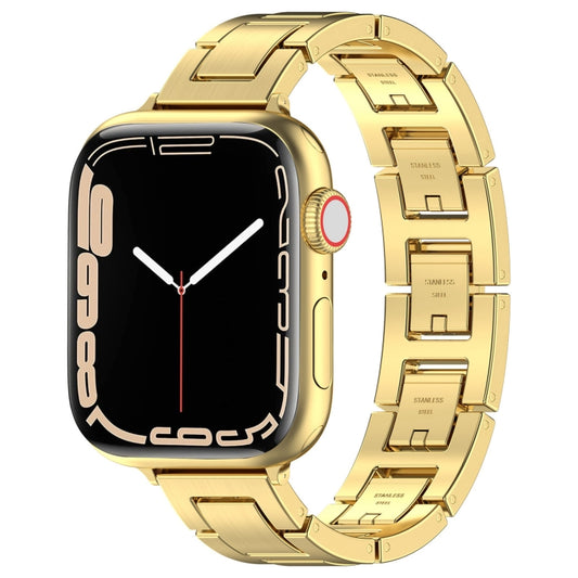 For Apple Watch Series 6 44mm H Slim Stainless Steel Watch Band(Gold) - Watch Bands by PMC Jewellery | Online Shopping South Africa | PMC Jewellery