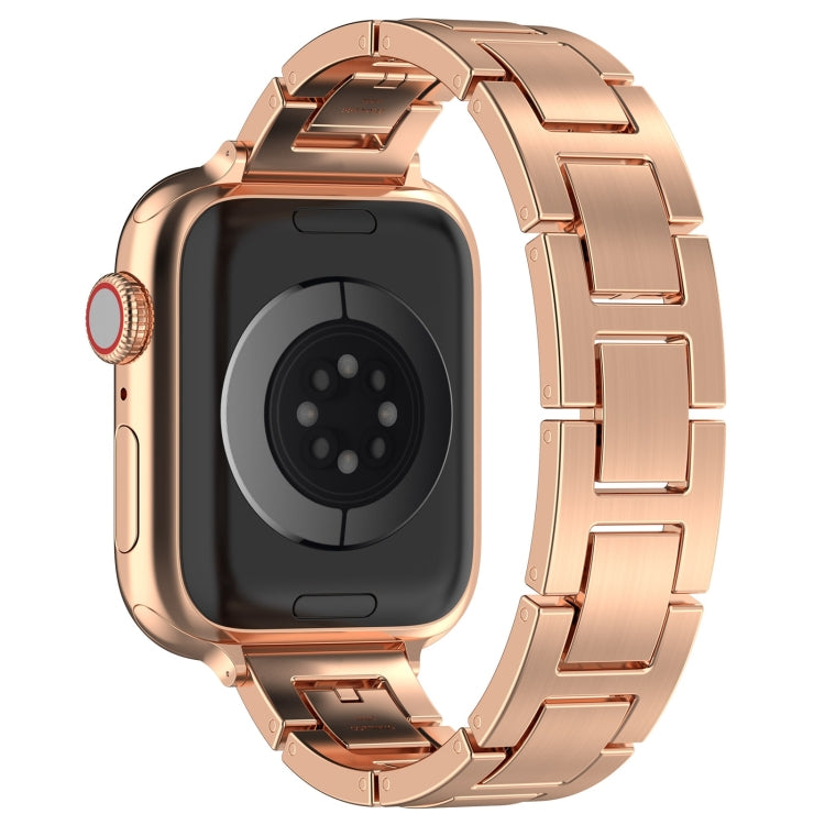 For Apple Watch Series 5 44mm H Slim Stainless Steel Watch Band(Rose Gold) - Watch Bands by PMC Jewellery | Online Shopping South Africa | PMC Jewellery