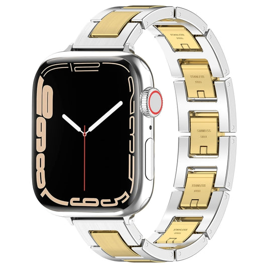 For Apple Watch Series 4 40mm H Slim Stainless Steel Watch Band(Silver Gold) - Watch Bands by PMC Jewellery | Online Shopping South Africa | PMC Jewellery