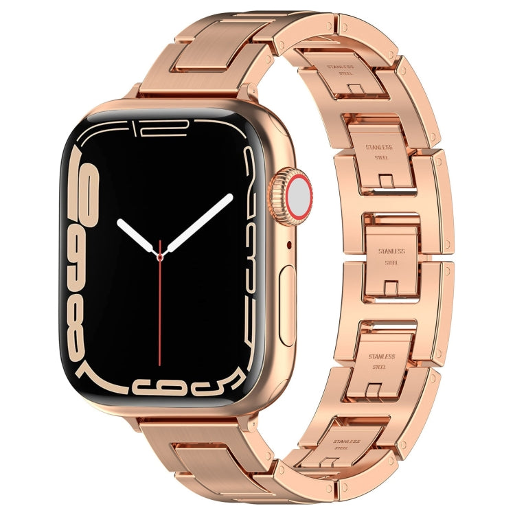 For Apple Watch Series 2 42mm H Slim Stainless Steel Watch Band(Rose Gold) - Watch Bands by PMC Jewellery | Online Shopping South Africa | PMC Jewellery