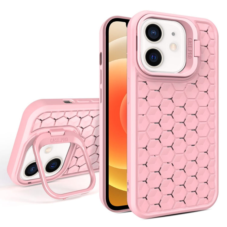 For iPhone 12 Honeycomb Radiating Lens Holder Magsafe Phone Case(Pink) - iPhone 12 / 12 Pro Cases by PMC Jewellery | Online Shopping South Africa | PMC Jewellery