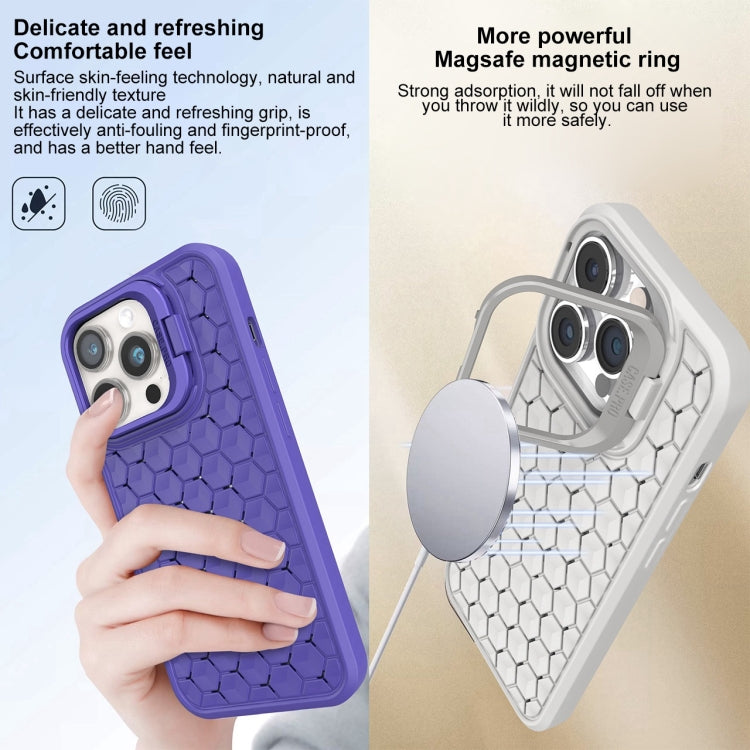 For iPhone 14 Pro Max Honeycomb Radiating Lens Holder Magsafe Phone Case(Purple) - iPhone 14 Pro Max Cases by PMC Jewellery | Online Shopping South Africa | PMC Jewellery