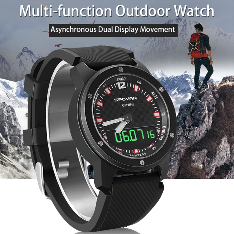 SPOVAN Gemini Outdoor Mountaineering Altitude Barometric Waterproof Sports Watch(Black) - Smart Watches by SPOVAN | Online Shopping South Africa | PMC Jewellery | Buy Now Pay Later Mobicred