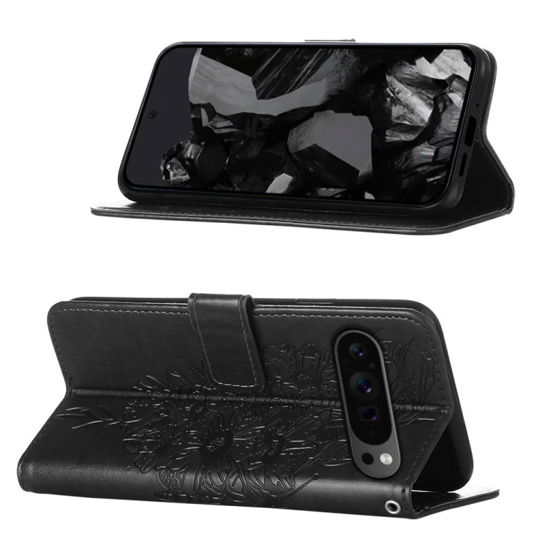 For Google Pixel 9 Pro Embossed Butterfly Leather Phone Case(Black) - Google Cases by PMC Jewellery | Online Shopping South Africa | PMC Jewellery | Buy Now Pay Later Mobicred