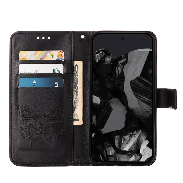 For Google Pixel 9 Pro Embossed Butterfly Leather Phone Case(Black) - Google Cases by PMC Jewellery | Online Shopping South Africa | PMC Jewellery | Buy Now Pay Later Mobicred