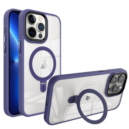 For iPhone 13 Pro Max Shield Armor MagSafe Holder Phone Case(Deep Purple) - iPhone 13 Pro Max Cases by PMC Jewellery | Online Shopping South Africa | PMC Jewellery