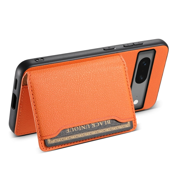 For Google Pixel 7 5G Calf Texture Card Bag Design Full Coverage Phone Case(Orange) - Google Cases by PMC Jewellery | Online Shopping South Africa | PMC Jewellery | Buy Now Pay Later Mobicred