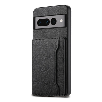 For Google Pixel 7 Pro 5G Calf Texture Card Bag Design Full Coverage Phone Case(Black) - Google Cases by PMC Jewellery | Online Shopping South Africa | PMC Jewellery | Buy Now Pay Later Mobicred