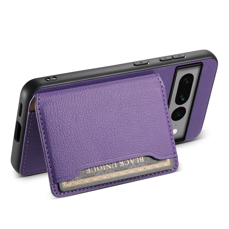 For Google Pixel 7 Pro 5G Calf Texture Card Bag Design Full Coverage Phone Case(Purple) - Google Cases by PMC Jewellery | Online Shopping South Africa | PMC Jewellery | Buy Now Pay Later Mobicred