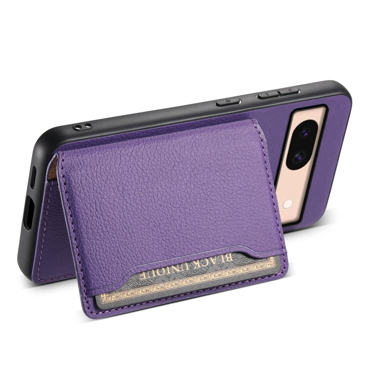 For Google Pixel 8a Calf Texture Card Bag Design Full Coverage Phone Case(Purple) - Google Cases by PMC Jewellery | Online Shopping South Africa | PMC Jewellery | Buy Now Pay Later Mobicred