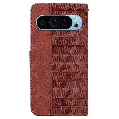 For Google Pixel 9 Pro 5G Geometric Embossed Leather Phone Case(Brown) - Google Cases by PMC Jewellery | Online Shopping South Africa | PMC Jewellery | Buy Now Pay Later Mobicred