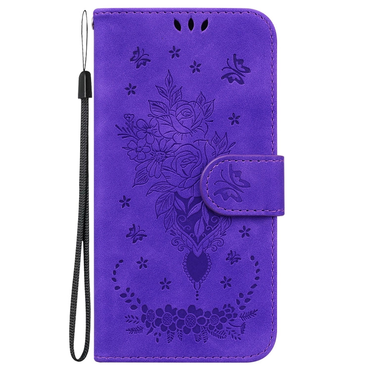 For Google Pixel 9 Butterfly Rose Embossed Leather Phone Case(Purple) - Google Cases by PMC TechLife | Online Shopping South Africa | PMC TechLife | Buy Now Pay Later Mobicred