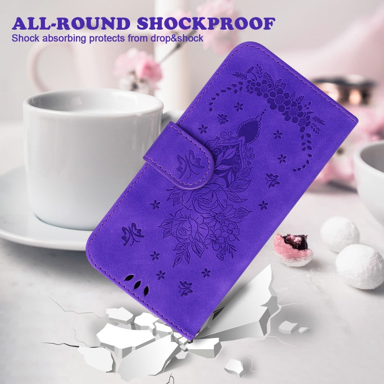 For Google Pixel 9 Butterfly Rose Embossed Leather Phone Case(Purple) - Google Cases by PMC TechLife | Online Shopping South Africa | PMC TechLife | Buy Now Pay Later Mobicred