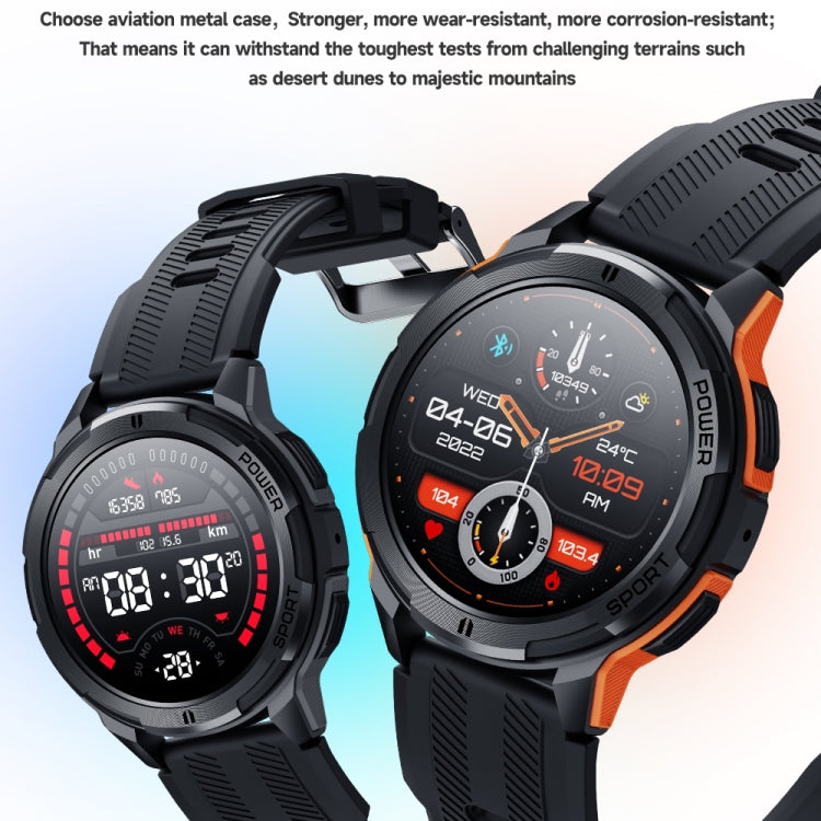 LEMFO C25 1.43 inch HD Round Screen Outdoor Smart Watch Supports Blood Oxygen Detection/Sedentary Reminder(Black Orange) - Smart Watches by LEMFO | Online Shopping South Africa | PMC Jewellery | Buy Now Pay Later Mobicred