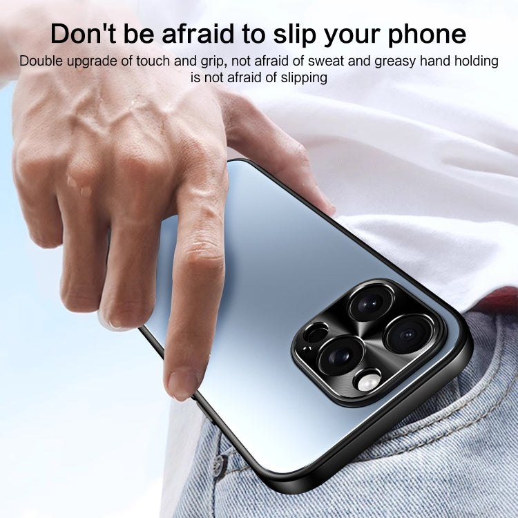 For iPhone 14 Plus R-JUST RJ-61 Electroplating Frosted TPU + PC Phone Case(Blue) - iPhone 14 Plus Cases by R-JUST | Online Shopping South Africa | PMC TechLife