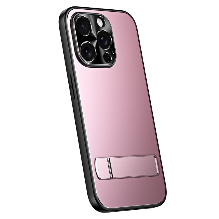 For iPhone 12 Pro Max R-JUST RJ-61 Electroplating Frosted TPU + PC Phone Case with Holder(Pink) - iPhone 12 Pro Max Cases by R-JUST | Online Shopping South Africa | PMC Jewellery