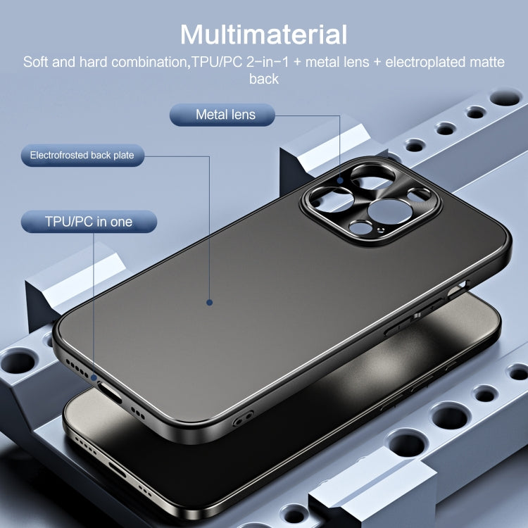 For iPhone 15 Pro Max R-JUST RJ-61 Electroplating Frosted TPU + PC Phone Case with Holder(Blue) - iPhone 15 Pro Max Cases by R-JUST | Online Shopping South Africa | PMC TechLife | Buy Now Pay Later Mobicred