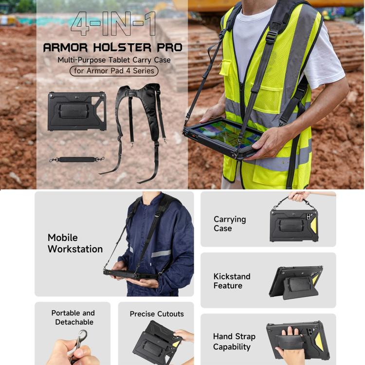 For Ulefone Armor Pad 4 Series Ulefone 4 in 1 Multi-purpose Tablet Carry Case(Black) - free shipping - PMC TechLife - Order now!
