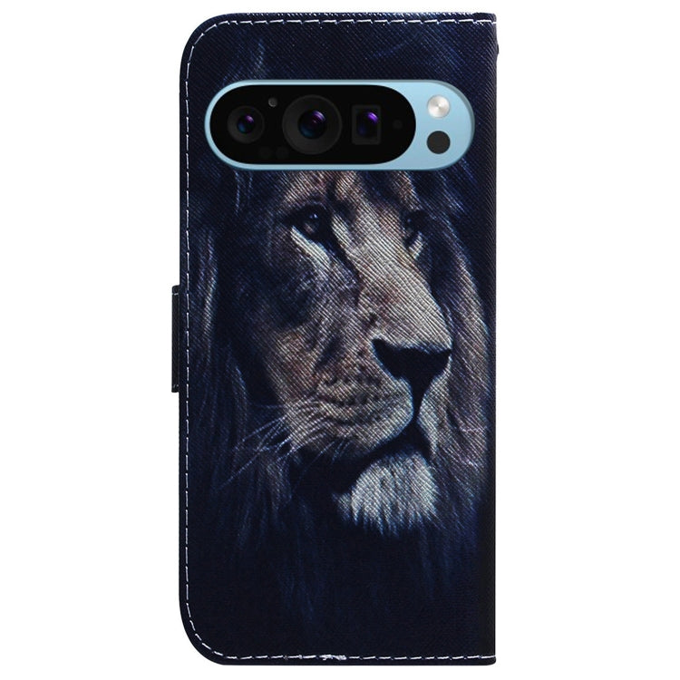 For Google Pixel 9 Coloured Drawing Flip Leather Phone Case(Lion) - Google Cases by PMC Jewellery | Online Shopping South Africa | PMC Jewellery | Buy Now Pay Later Mobicred