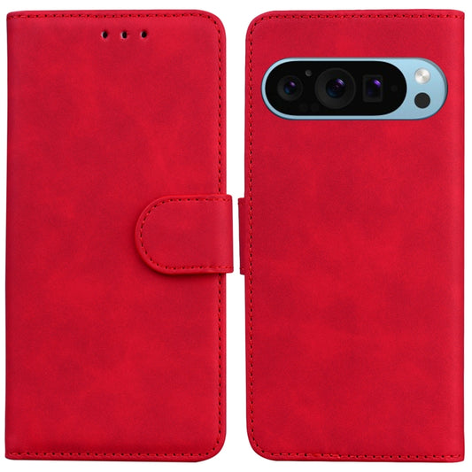 For Google Pixel 9 Skin Feel Pure Color Flip Leather Phone Case(Red) - Google Cases by PMC Jewellery | Online Shopping South Africa | PMC Jewellery | Buy Now Pay Later Mobicred