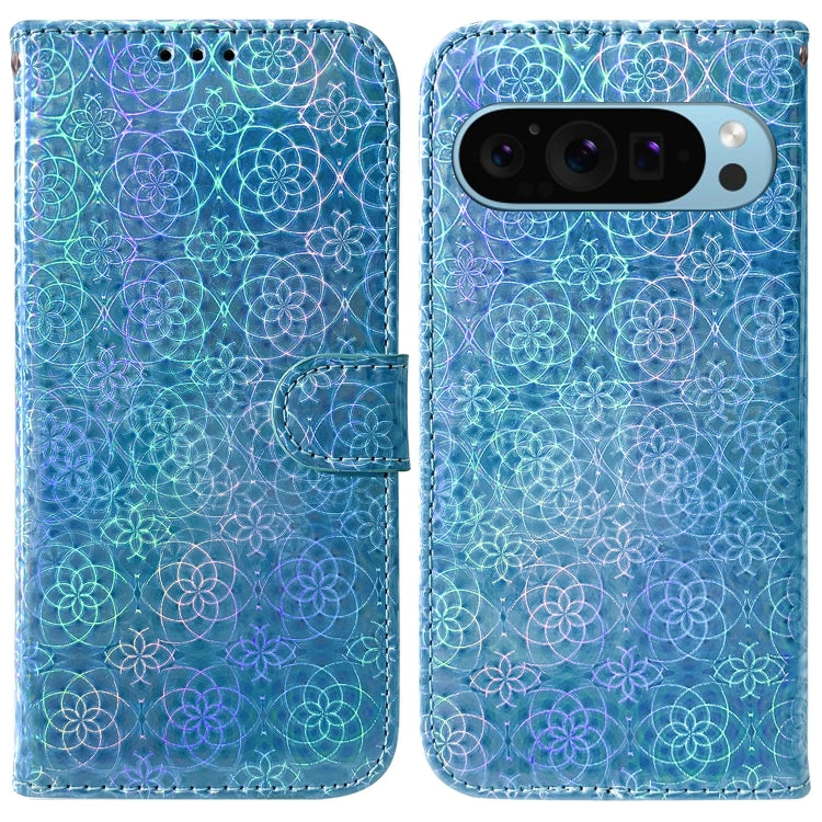 For Google Pixel 9 Colorful Magnetic Buckle Leather Phone Case(Blue) - Google Cases by PMC Jewellery | Online Shopping South Africa | PMC Jewellery | Buy Now Pay Later Mobicred