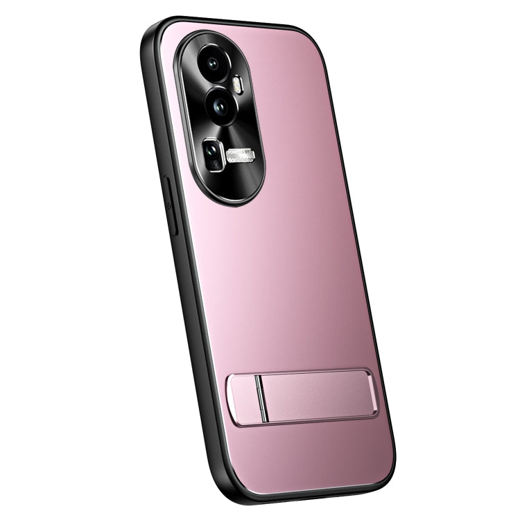 For OPPO Reno10 / Reno10 Pro Global R-JUST RJ-61 Electroplating Frosted TPU + PC Phone Case with Holder(Pink) - OPPO Cases by R-JUST | Online Shopping South Africa | PMC Jewellery