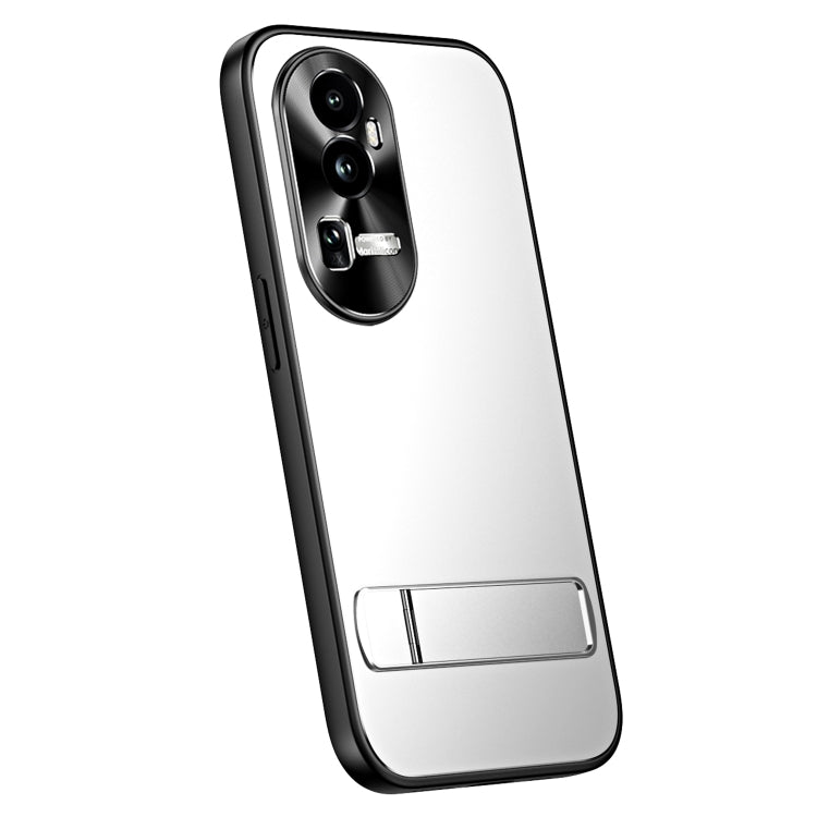 For OPPO Reno10 Pro+ Global R-JUST RJ-61 Electroplating Frosted TPU + PC Phone Case with Holder(Silver) - OPPO Cases by R-JUST | Online Shopping South Africa | PMC Jewellery
