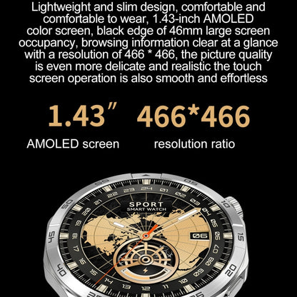 LEMFO HK4 1.43 inch AMOLED Round Screen Smart Watch Supports Bluetooth Calls(Silver) - Smart Watches by LEMFO | Online Shopping South Africa | PMC Jewellery