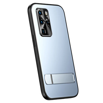 For Huawei P40 R-JUST RJ-61 Electroplating Frosted TPU + PC Phone Case with Holder(Blue) - Huawei Cases by R-JUST | Online Shopping South Africa | PMC Jewellery