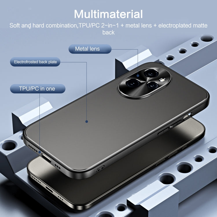 For Honor 100 R-JUST RJ-61 Electroplating Frosted TPU + PC Phone Case(Blue) - Honor Cases by R-JUST | Online Shopping South Africa | PMC TechLife | Buy Now Pay Later Mobicred