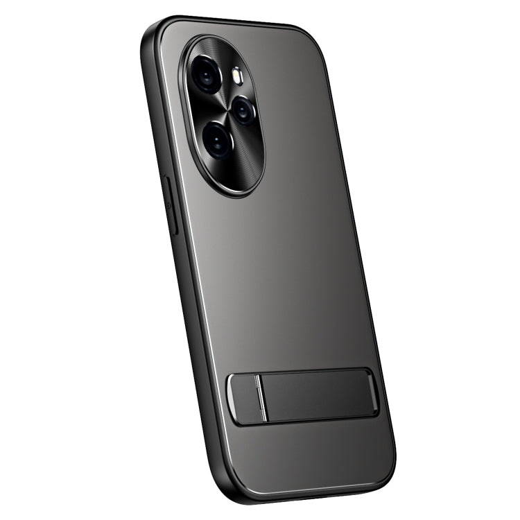 For Honor 100 R-JUST RJ-61 Electroplating Frosted TPU + PC Phone Case with Holder(Grey) - Honor Cases by R-JUST | Online Shopping South Africa | PMC TechLife | Buy Now Pay Later Mobicred