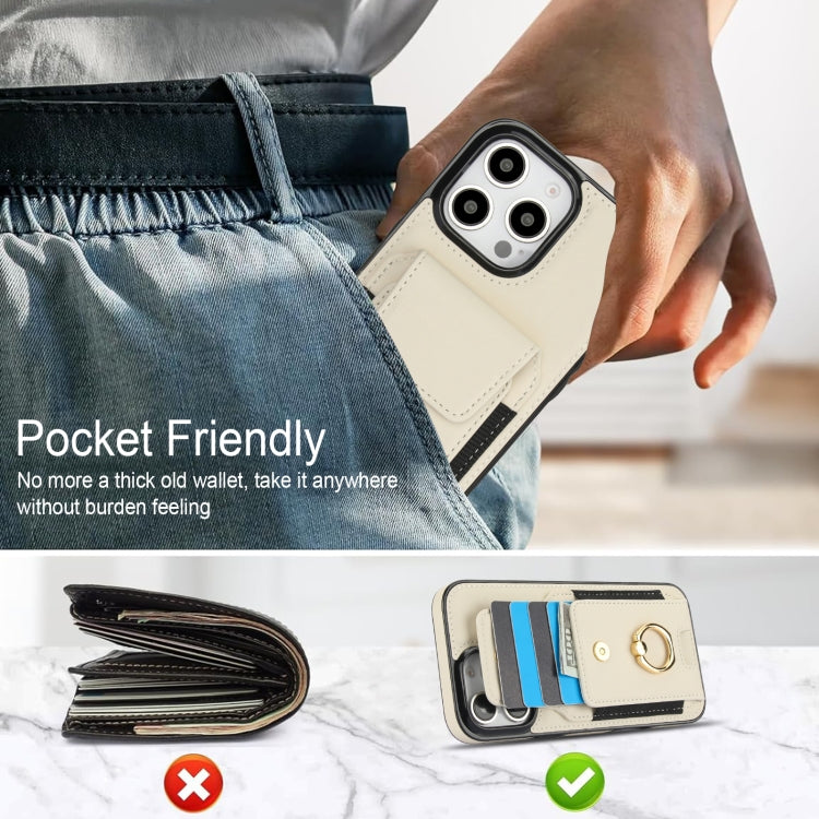 For iPhone 16 Pro Max Elastic Card Bag Ring Holder Phone Case(White) - iPhone 16 Pro Max Cases by PMC TechLife | Online Shopping South Africa | PMC TechLife | Buy Now Pay Later Mobicred