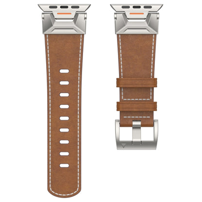 For Apple Watch Series 8 45mm Mecha Style Leather Watch Band(Dark Brown) - Watch Bands by PMC Jewellery | Online Shopping South Africa | PMC Jewellery