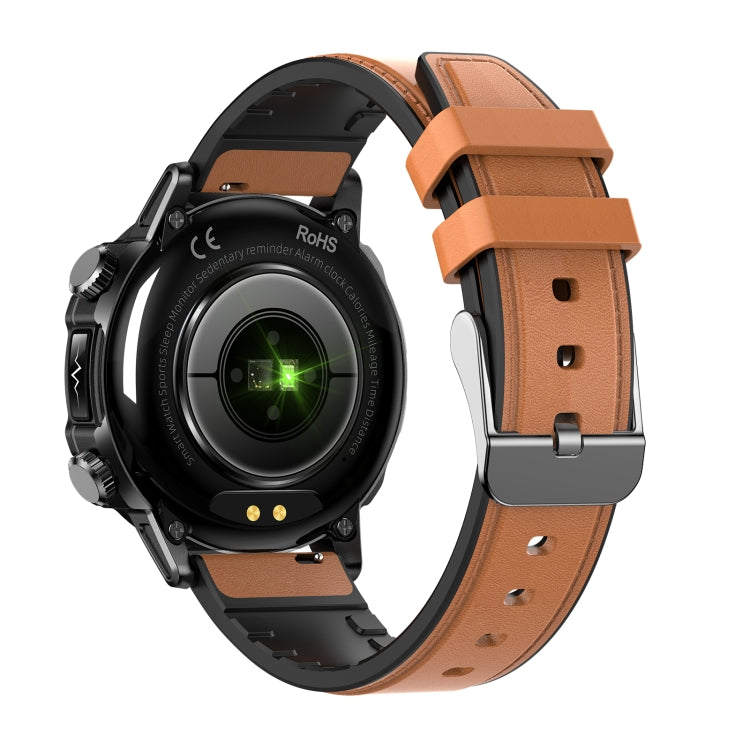 ET482 1.43 inch AMOLED Screen Sports Smart Watch Support Bluethooth Call /  ECG Function(Brown Leather Band) - Smart Watches by PMC Jewellery | Online Shopping South Africa | PMC Jewellery